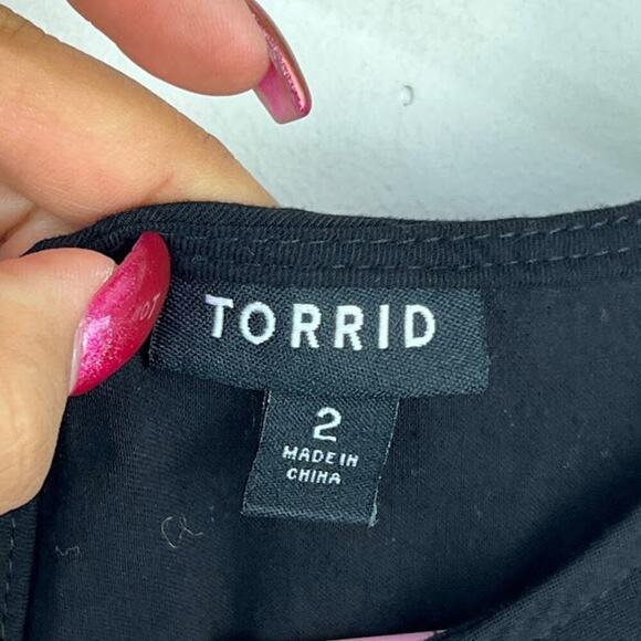 Torrid Black Embroidered Floral Challis Skater Dress womens plus size 2x - Picture 9 of 10